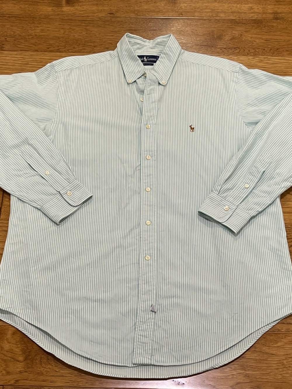 Vintage 1990s Ralph Lauren Men's 16 1/2-34 Relaxed-Fit, Cotton Striped Oxford